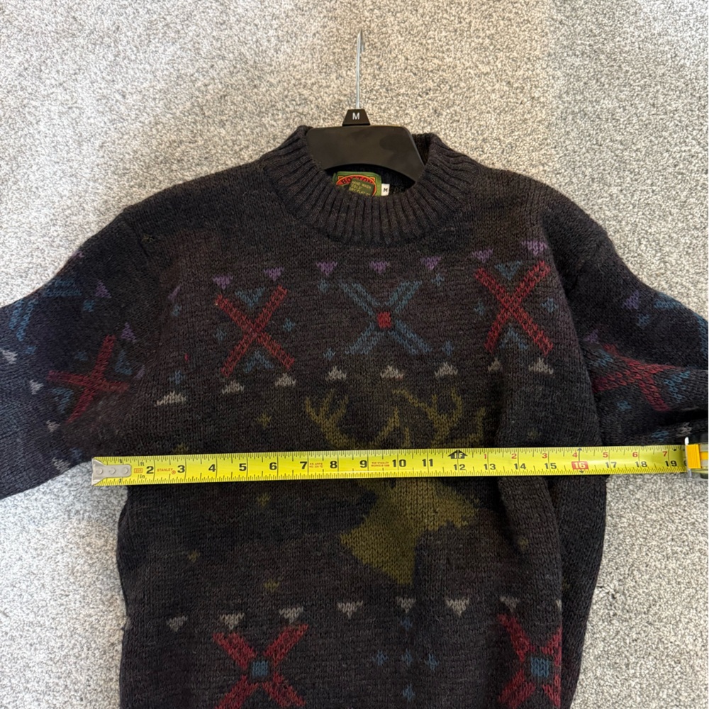 Vintage Boston Traders Deer Grandpa Sweater M Pure Wool Rare Nature VTG - Picture 6 of 6
